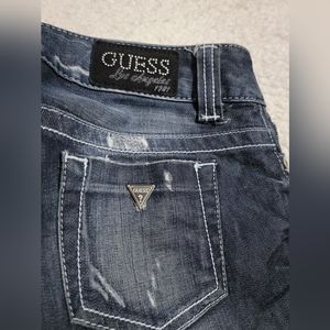 Guess Daredevil skinny jeans size 26×30 blue denim  Factory distressing low rise